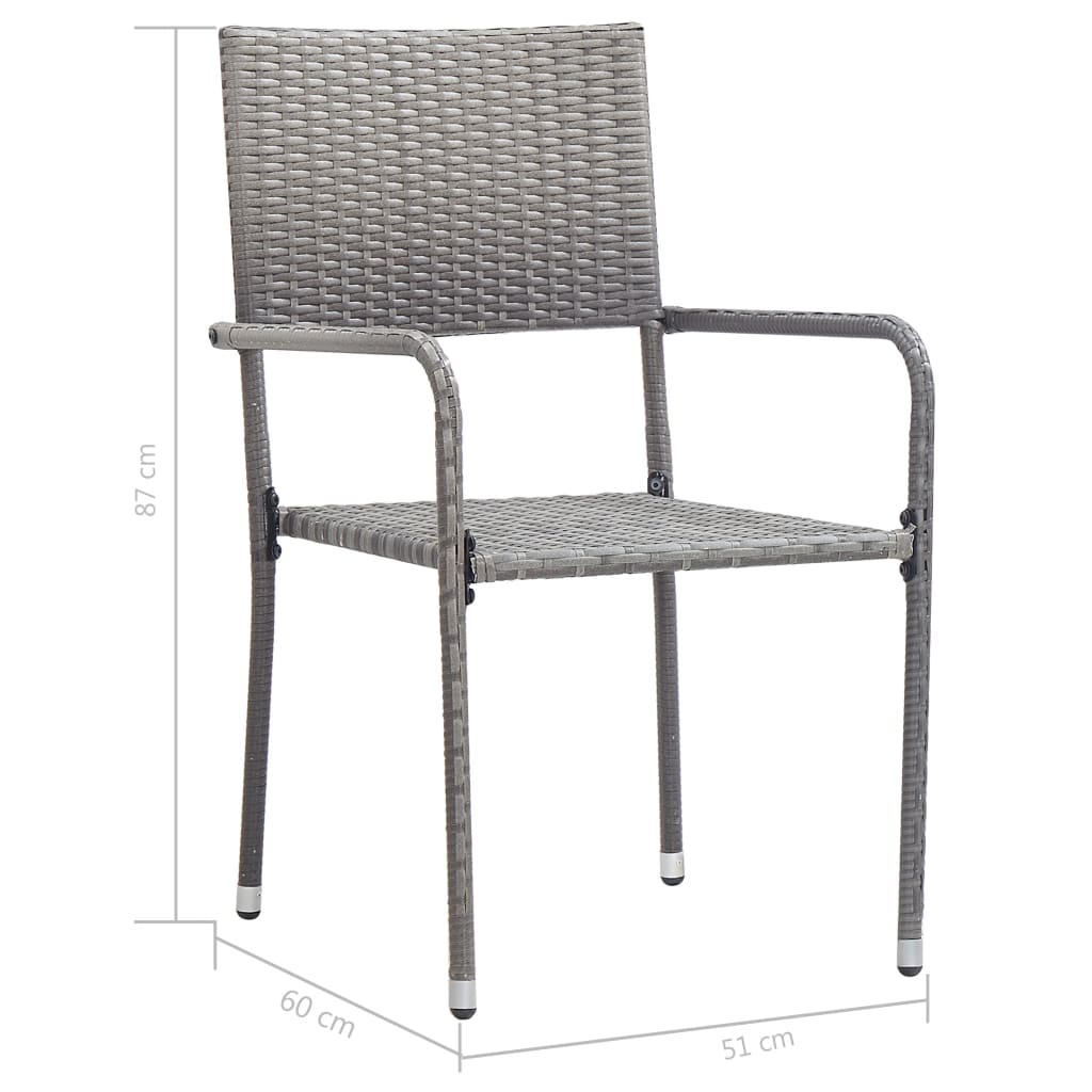 Tuinstoelen 2 st stapelbaar poly rattan grijs is nu te koop bij PeponiXL, paradijselijk wonen!