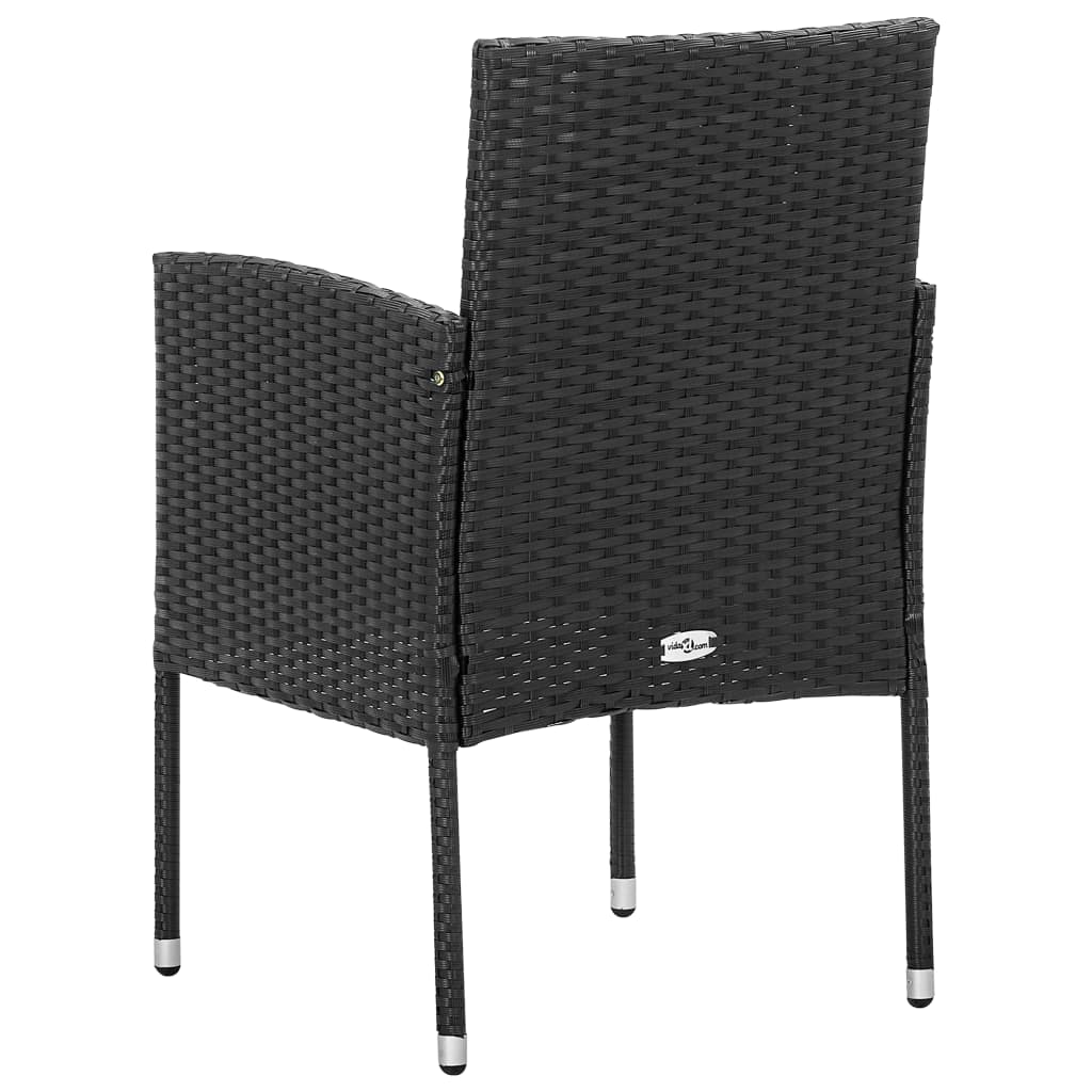 Tuinstoelen 4 st met zwarte kussens poly rattan zwart is nu te koop bij PeponiXL, paradijselijk wonen!
