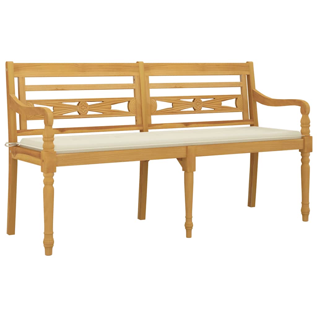 Bankje Batavia met crèmekleurig kussen 150 cm massief teakhout is nu te koop bij PeponiXL, paradijselijk wonen!