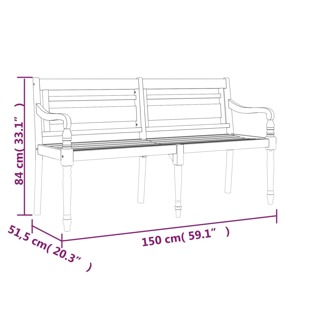 Bankje Batavia met crèmekleurig kussen 150 cm massief teakhout is nu te koop bij PeponiXL, paradijselijk wonen!