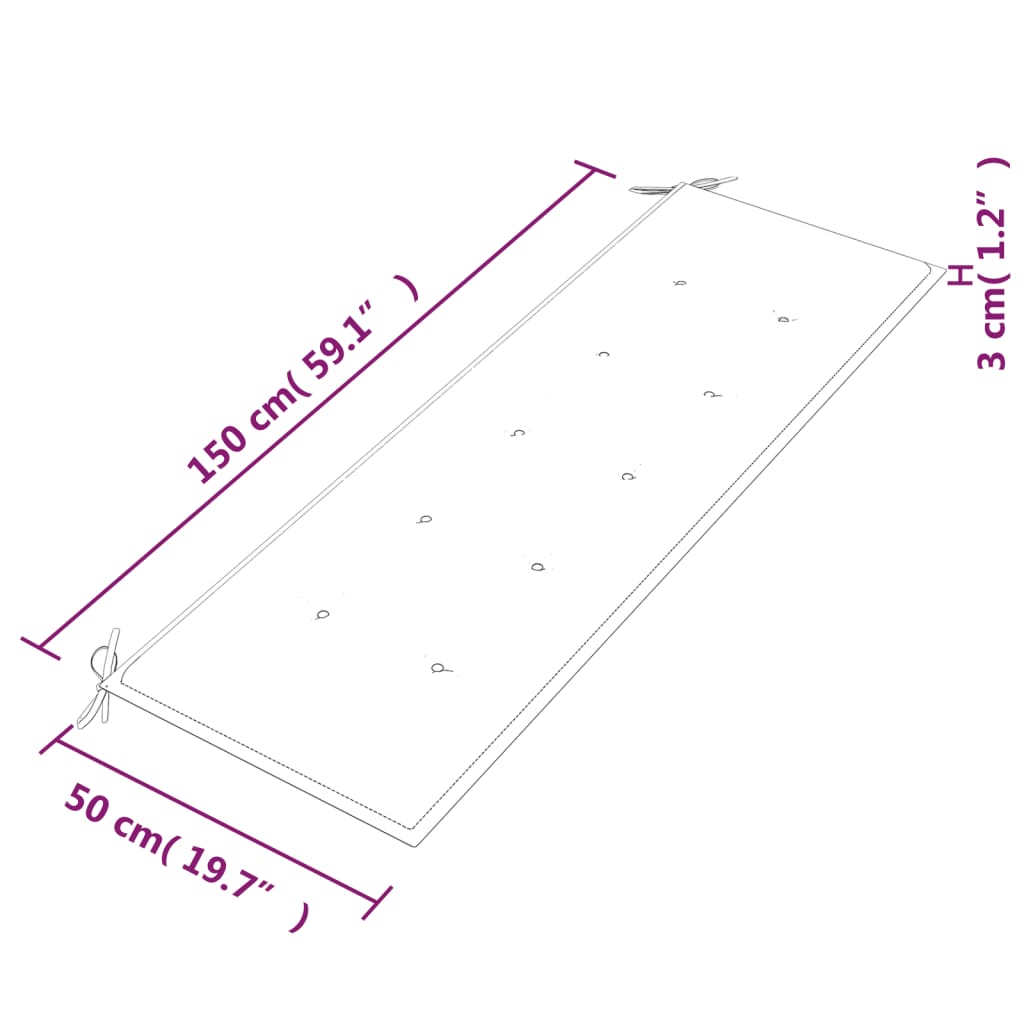 Bankje Batavia met zwart kussen 150 cm massief teakhout is nu te koop bij PeponiXL, paradijselijk wonen!