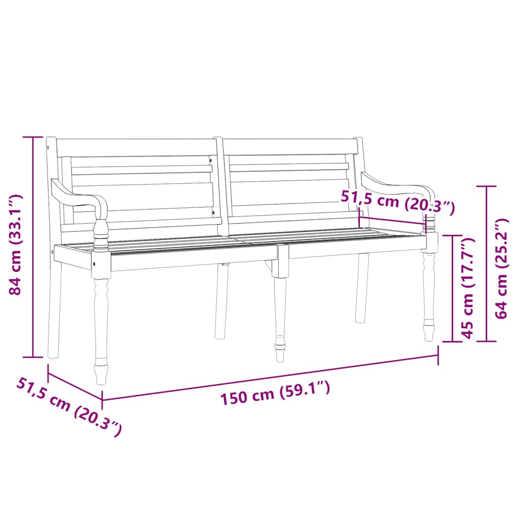 Bankje Batavia met wijnrood kussen 150 cm massief teakhout is nu te koop bij PeponiXL, paradijselijk wonen!