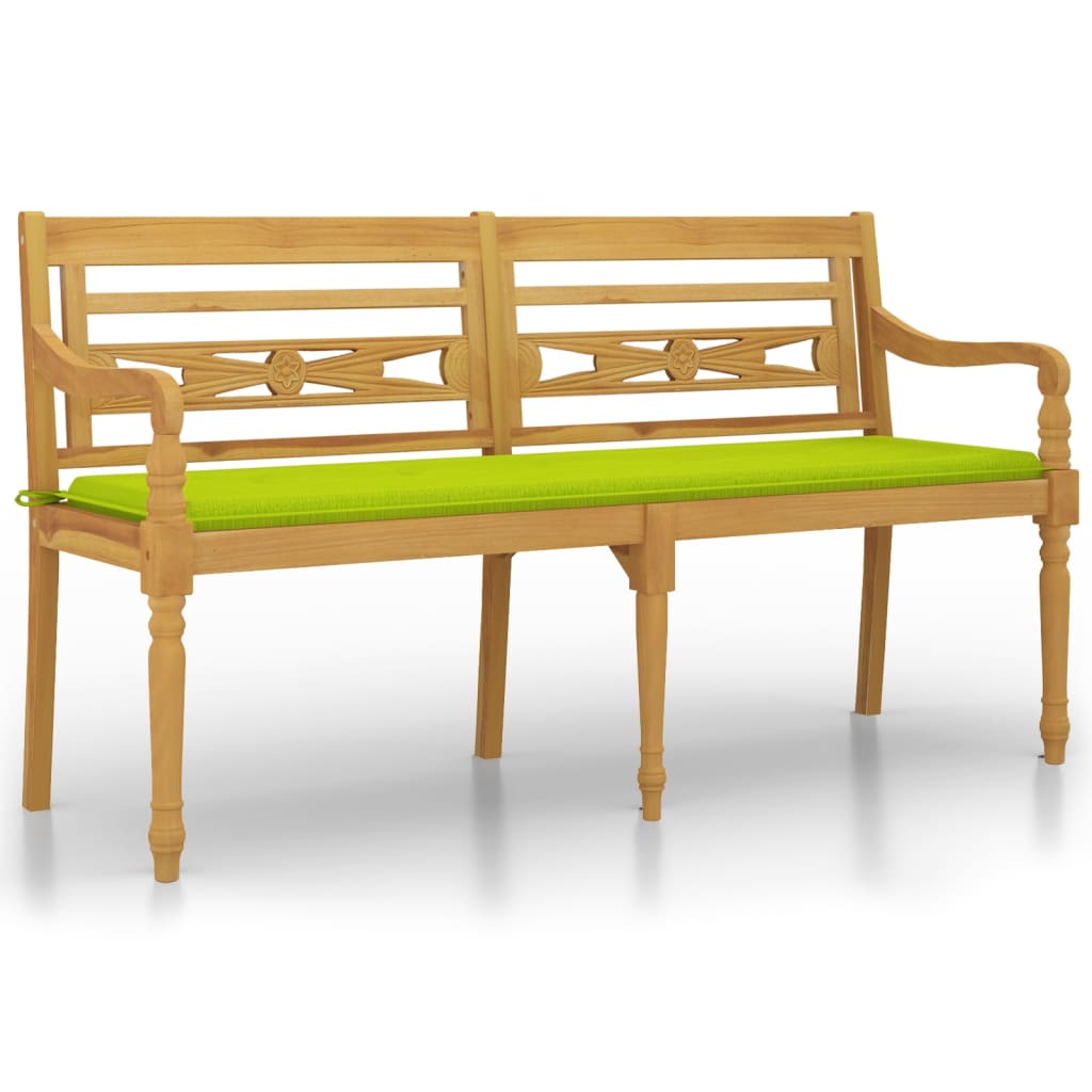 Bankje Batavia met heldergroen kussen 150 cm massief teakhout is nu te koop bij PeponiXL, paradijselijk wonen!