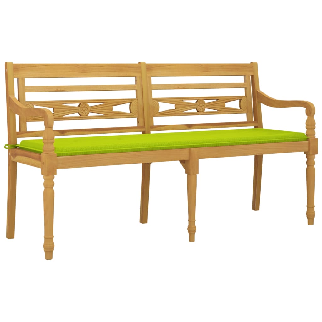 Bankje Batavia met heldergroen kussen 150 cm massief teakhout is nu te koop bij PeponiXL, paradijselijk wonen!