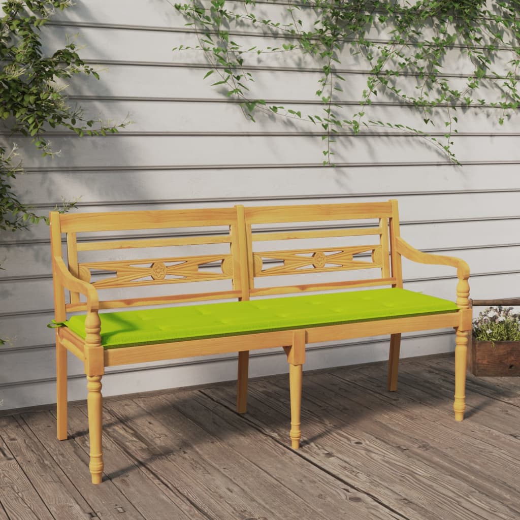 Bankje Batavia met heldergroen kussen 150 cm massief teakhout is nu te koop bij PeponiXL, paradijselijk wonen!