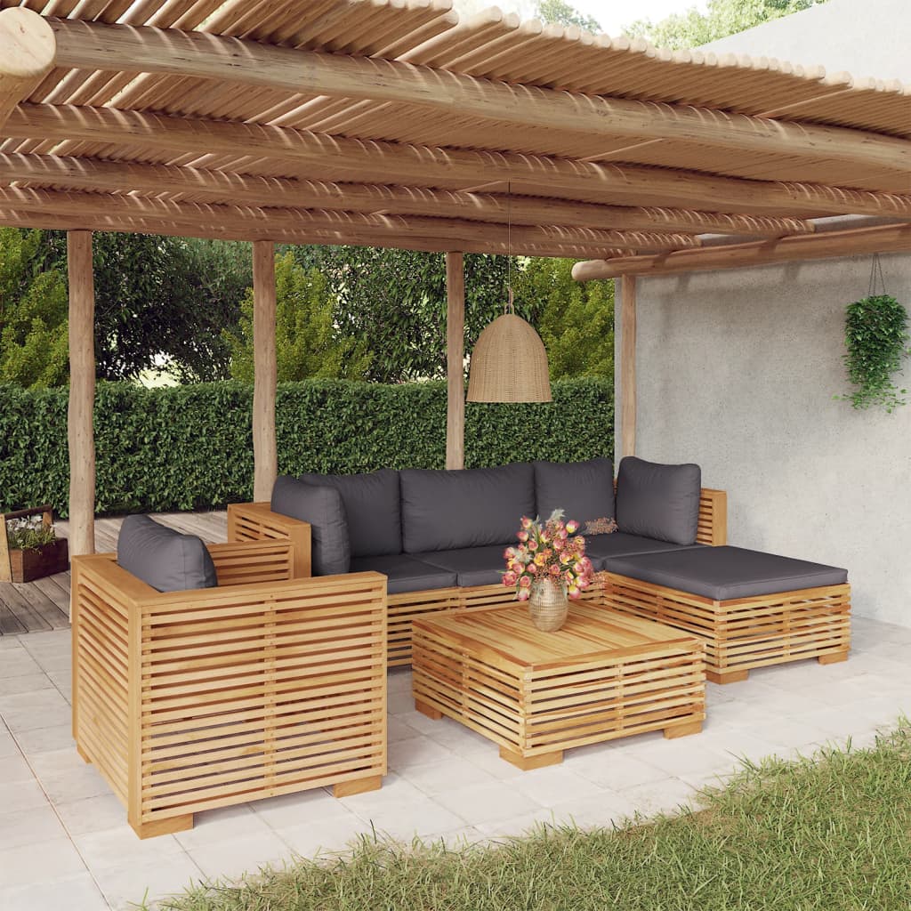 6-delige Loungeset met kussens massief teakhout is nu te koop bij PeponiXL, paradijselijk wonen!