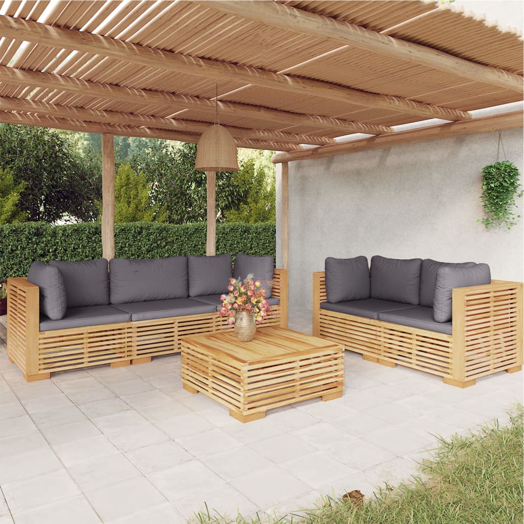 6-delige Loungeset met kussens massief teakhout is nu te koop bij PeponiXL, paradijselijk wonen!