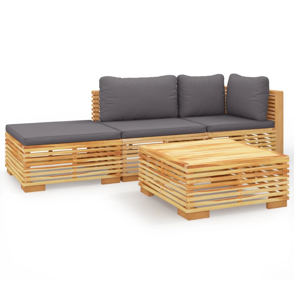 4-delige Loungeset met kussens massief teakhout is nu te koop bij PeponiXL, paradijselijk wonen!