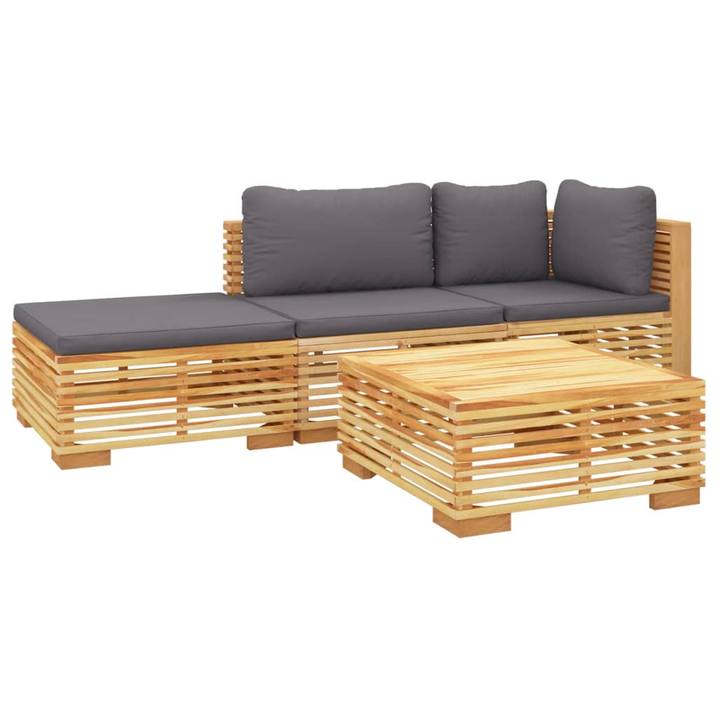 4-delige Loungeset met kussens massief teakhout is nu te koop bij PeponiXL, paradijselijk wonen!