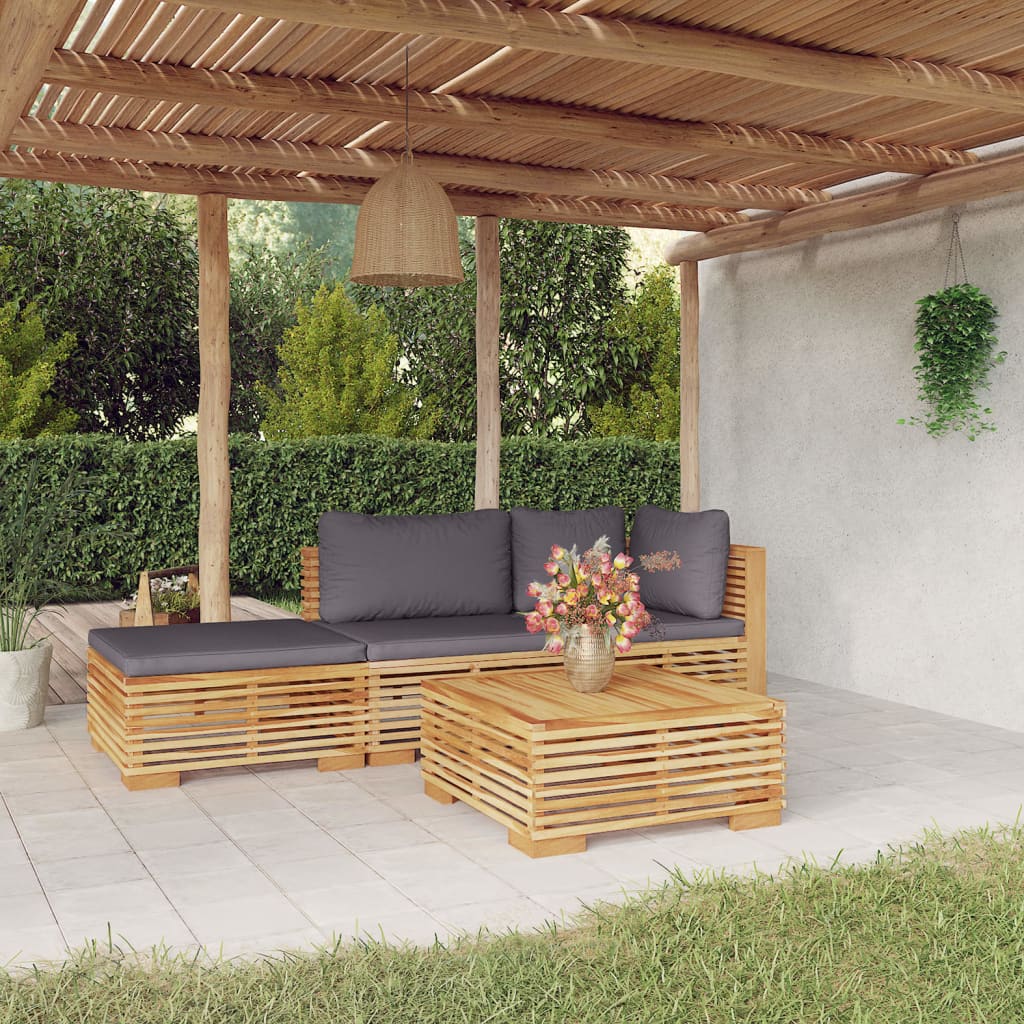 4-delige Loungeset met kussens massief teakhout is nu te koop bij PeponiXL, paradijselijk wonen!