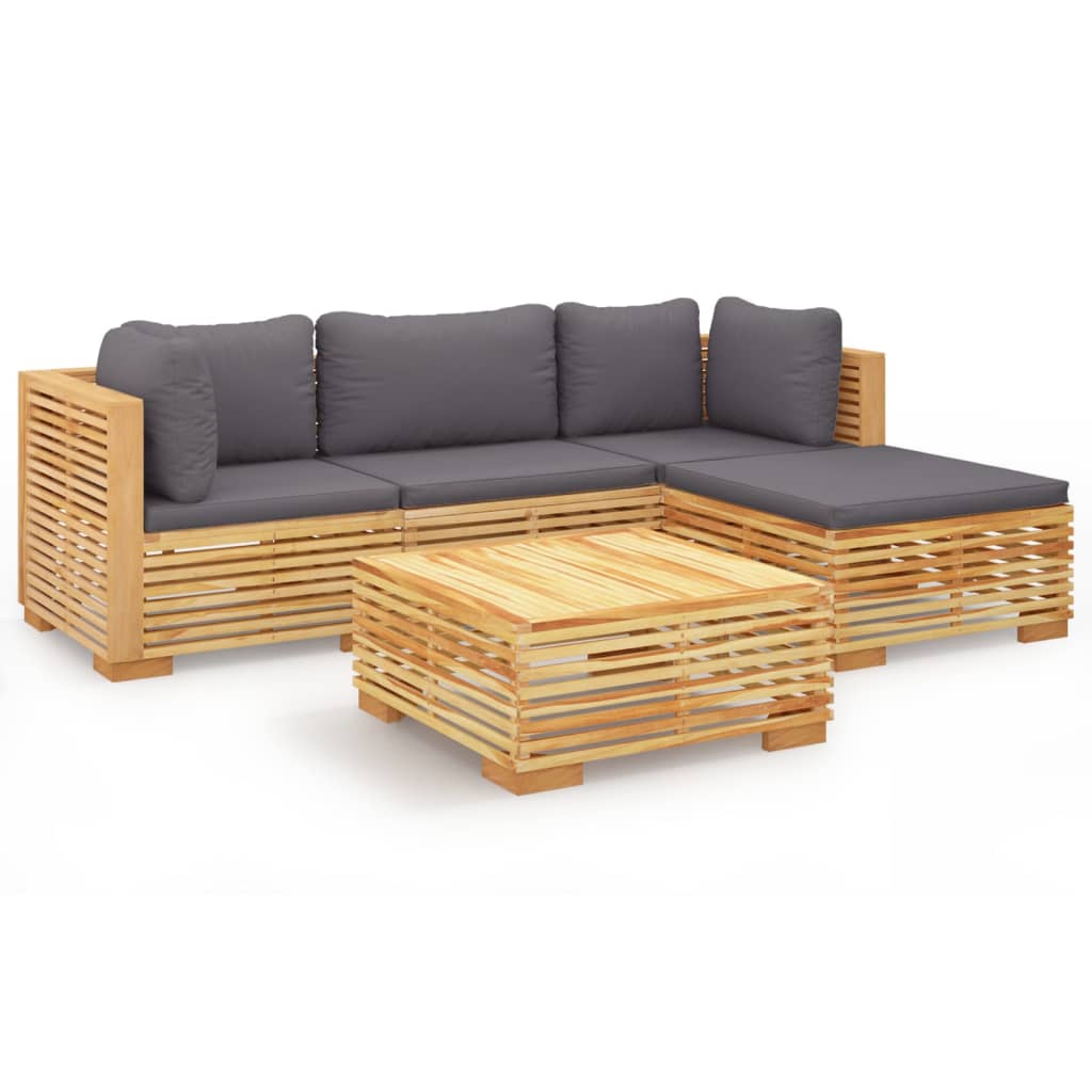 5-delige Loungeset met kussens massief teakhout is nu te koop bij PeponiXL, paradijselijk wonen!