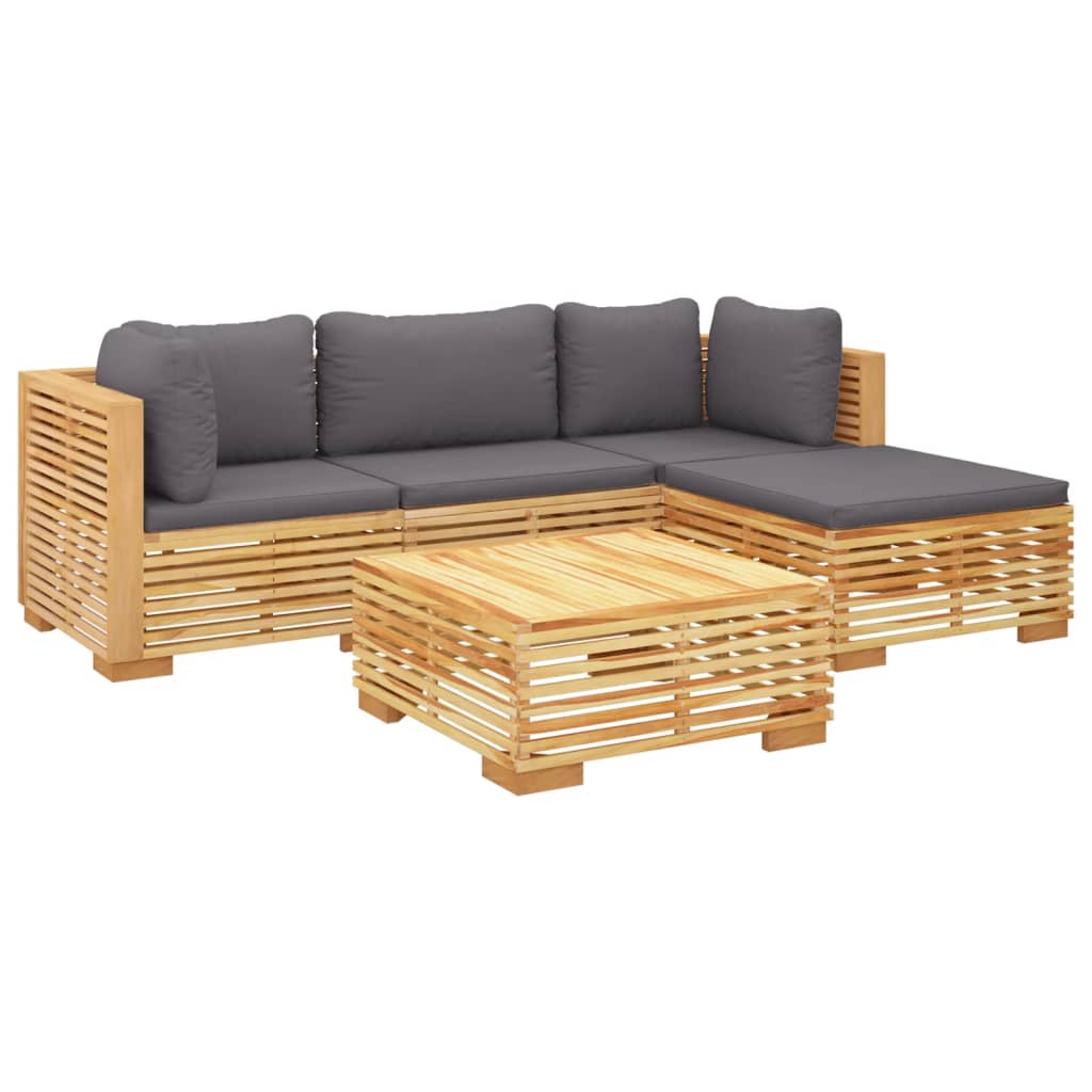 5-delige Loungeset met kussens massief teakhout is nu te koop bij PeponiXL, paradijselijk wonen!
