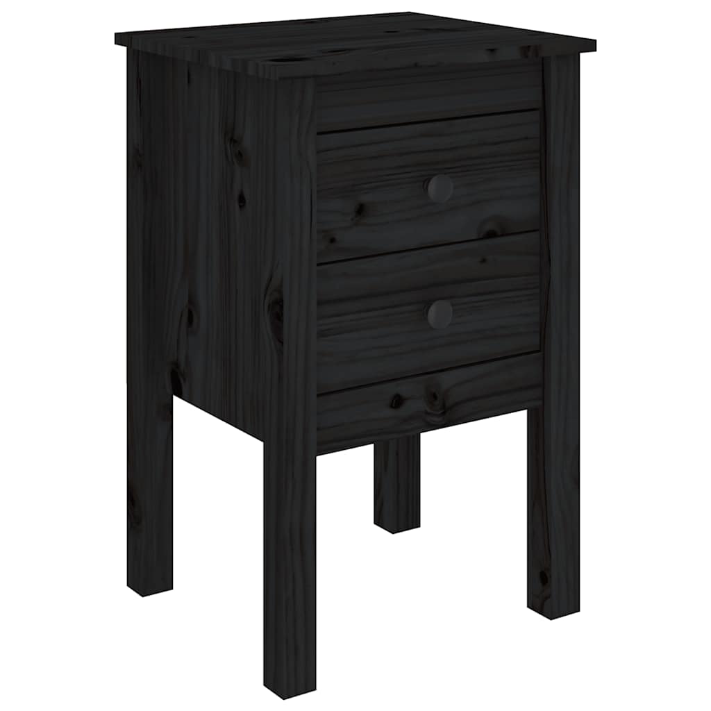Nachtkastjes 2 st 40x35x61,5 cm massief grenenhout zwart is nu te koop bij PeponiXL, paradijselijk wonen!