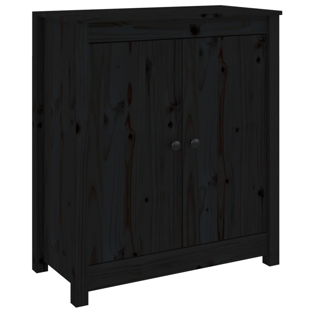 Dressoir 70x35x80 cm massief grenenhout zwart is nu te koop bij PeponiXL, paradijselijk wonen!