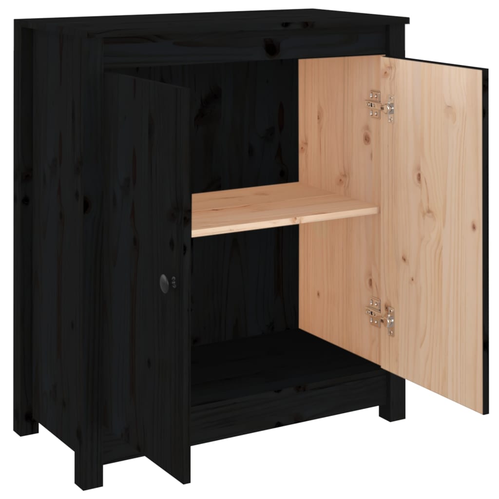 Dressoir 70x35x80 cm massief grenenhout zwart is nu te koop bij PeponiXL, paradijselijk wonen!