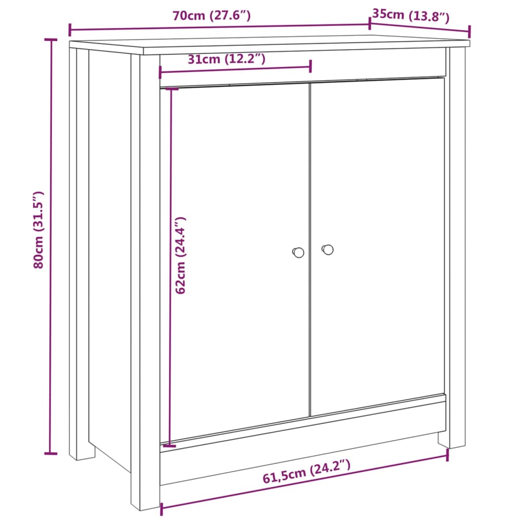 Dressoir 70x35x80 cm massief grenenhout zwart is nu te koop bij PeponiXL, paradijselijk wonen!