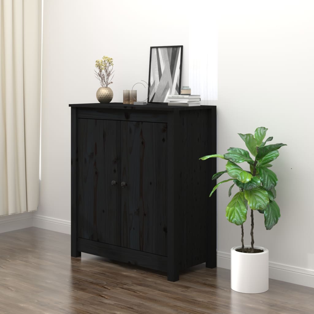 Dressoir 70x35x80 cm massief grenenhout zwart is nu te koop bij PeponiXL, paradijselijk wonen!