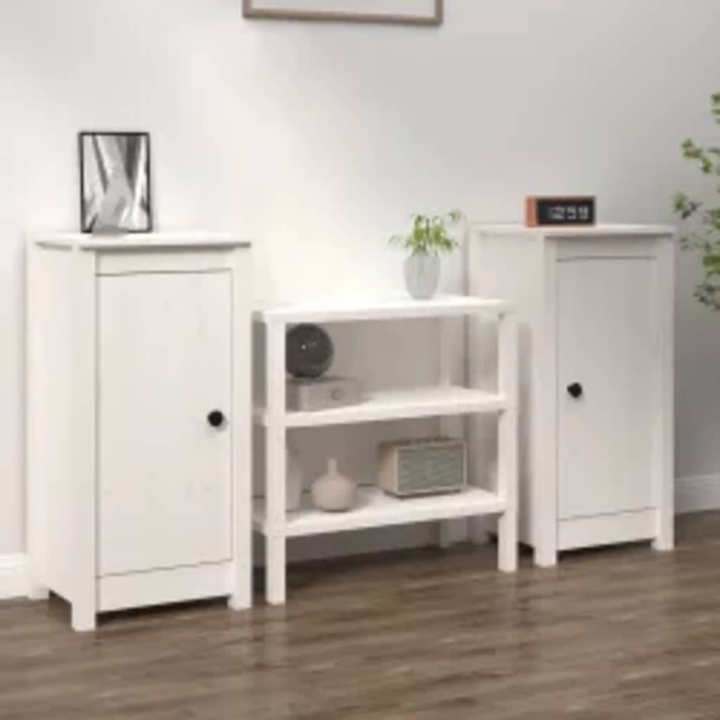 Dressoirs 2 st 39x35x80 cm massief grenenhout wit is nu te koop bij PeponiXL, paradijselijk wonen!