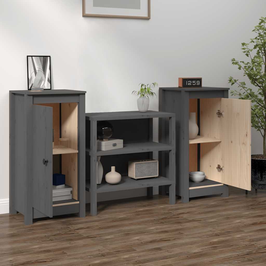 Dressoirs 2 st 39x35x80 cm massief grenenhout grijs is nu te koop bij PeponiXL, paradijselijk wonen!