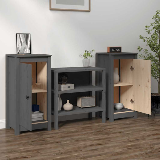 Dressoirs 2 st 39x35x80 cm massief grenenhout grijs is nu te koop bij PeponiXL, paradijselijk wonen!