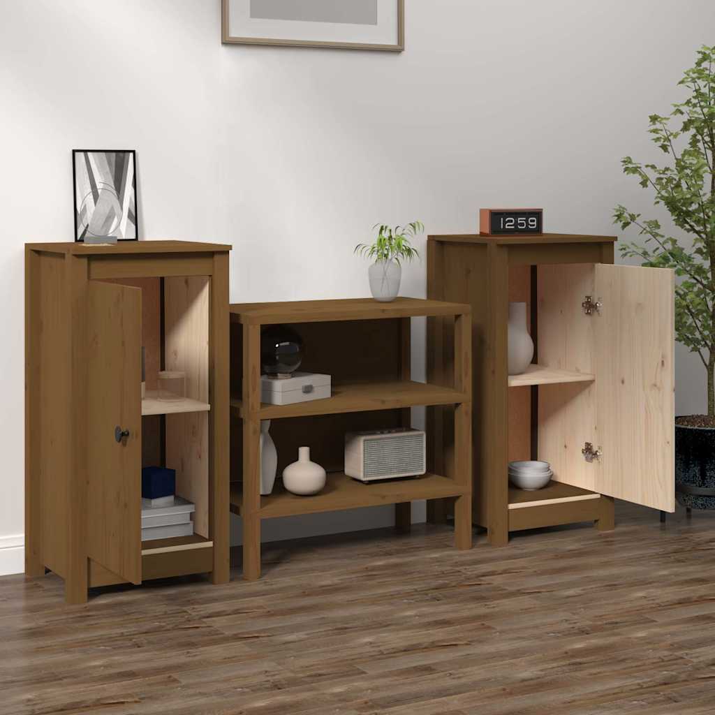 Dressoirs 2 st 39x35x80 cm massief grenenhout honingbruin is nu te koop bij PeponiXL, paradijselijk wonen!