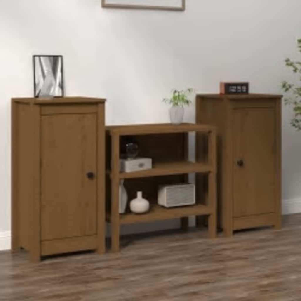 Dressoirs 2 st 39x35x80 cm massief grenenhout honingbruin is nu te koop bij PeponiXL, paradijselijk wonen!