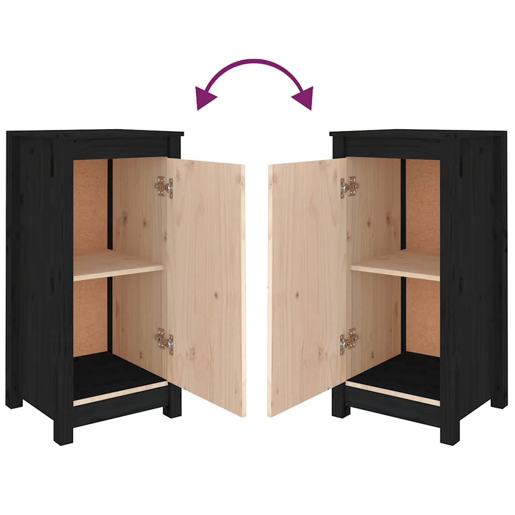 Dressoirs 2 st 39x35x80 cm massief grenenhout zwart is nu te koop bij PeponiXL, paradijselijk wonen!