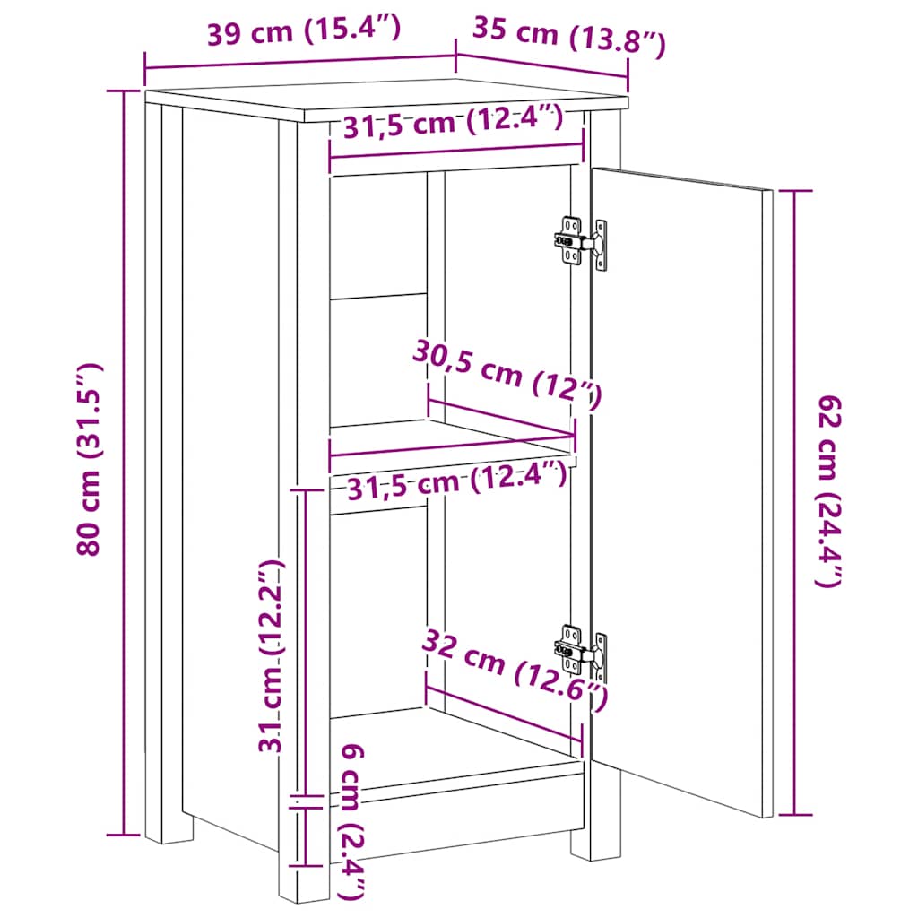 Dressoirs 2 st 39x35x80 cm massief grenenhout zwart is nu te koop bij PeponiXL, paradijselijk wonen!
