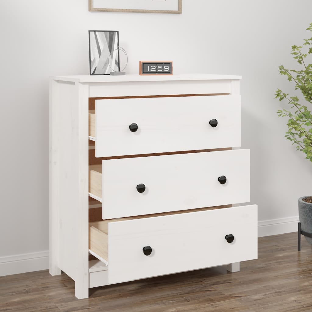 Dressoir 70x35x80 cm massief grenenhout wit is nu te koop bij PeponiXL, paradijselijk wonen!