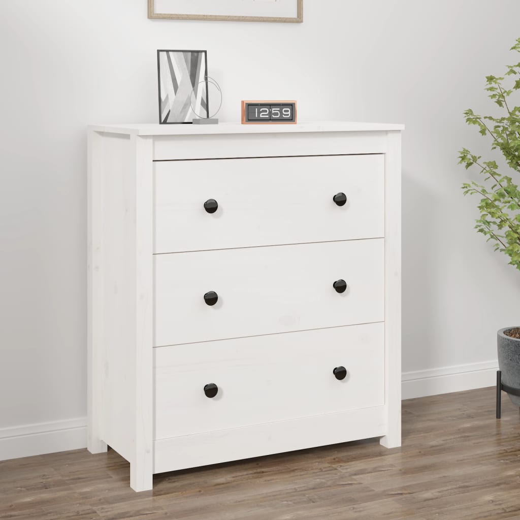 Dressoir 70x35x80 cm massief grenenhout wit is nu te koop bij PeponiXL, paradijselijk wonen!