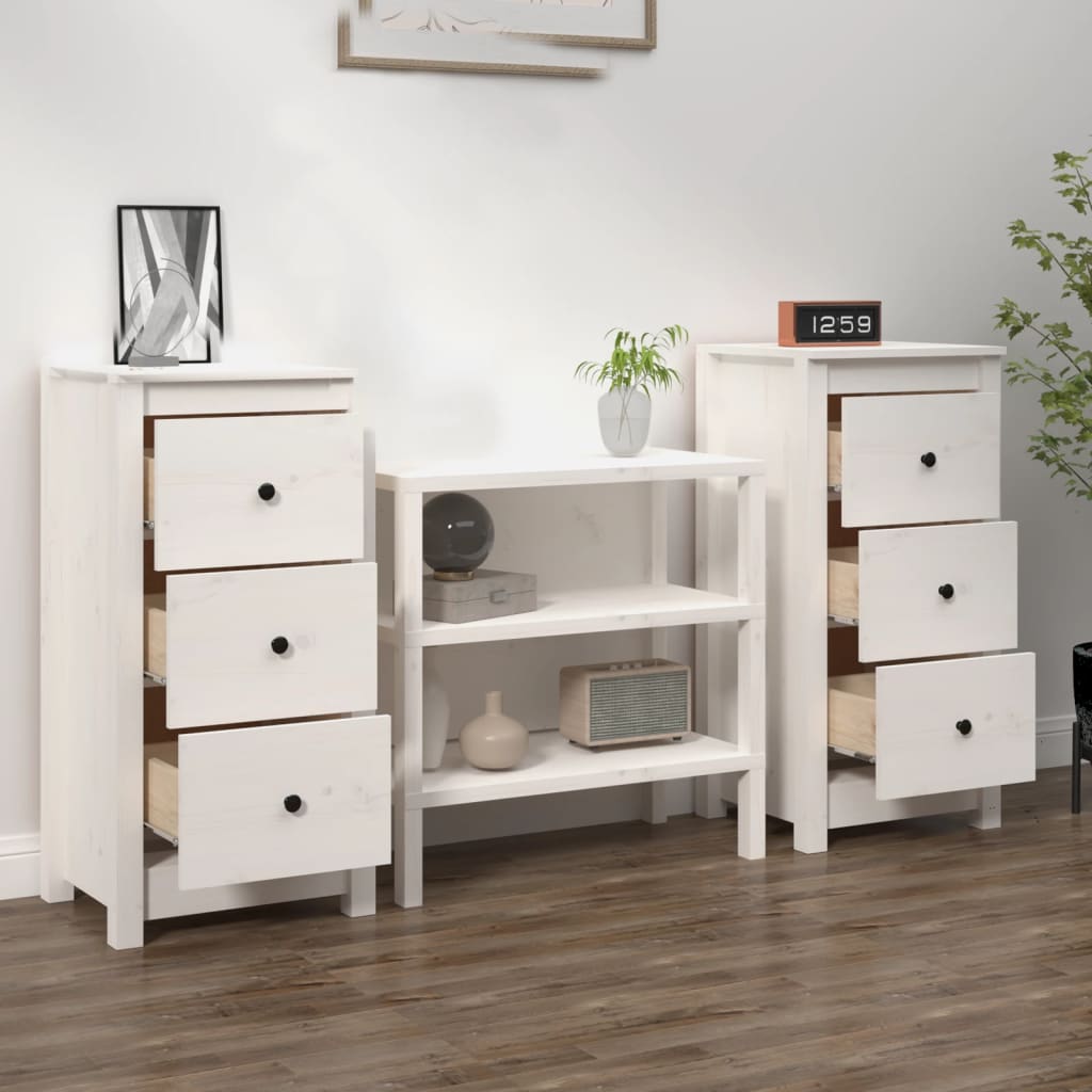 Dressoirs 2 st 40x35x80 cm massief grenenhout wit is nu te koop bij PeponiXL, paradijselijk wonen!