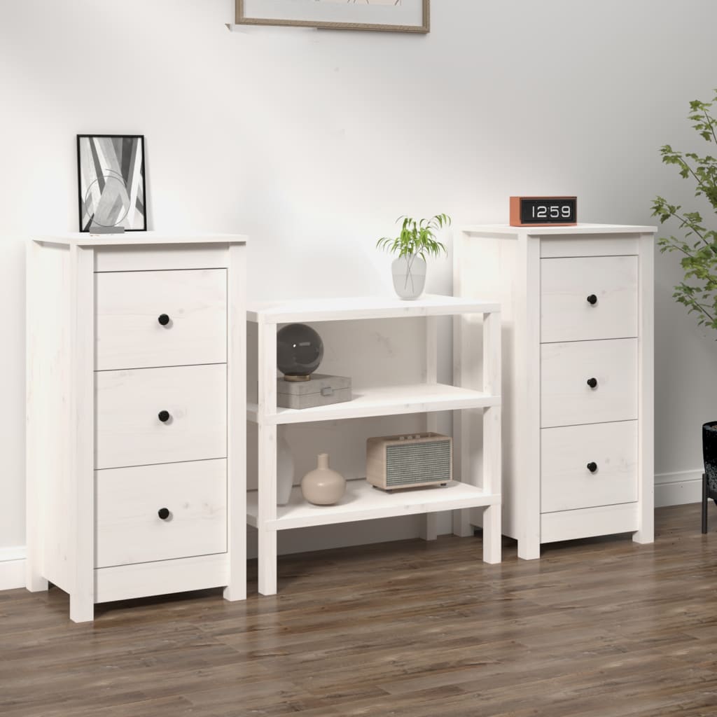 Dressoirs 2 st 40x35x80 cm massief grenenhout wit is nu te koop bij PeponiXL, paradijselijk wonen!