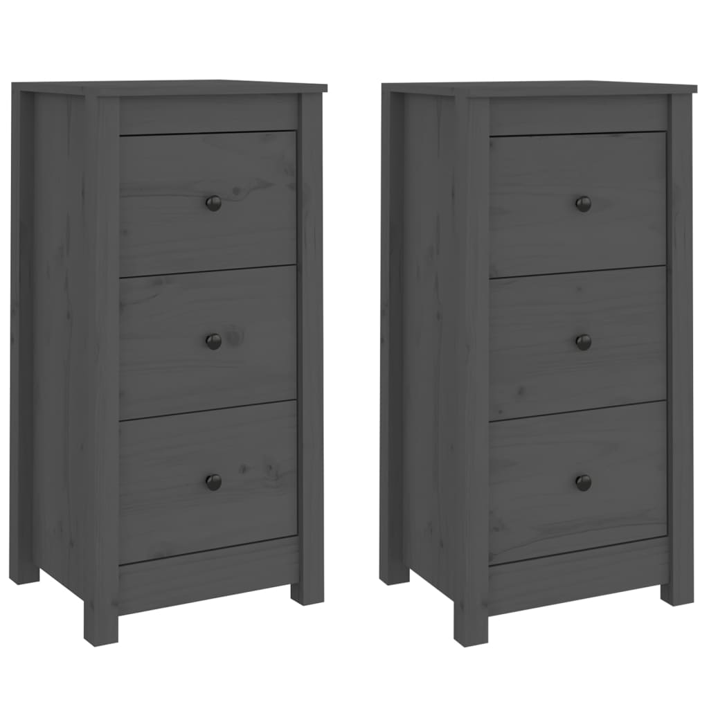 Dressoirs 2 st 40x35x80 cm massief grenenhout grijs is nu te koop bij PeponiXL, paradijselijk wonen!