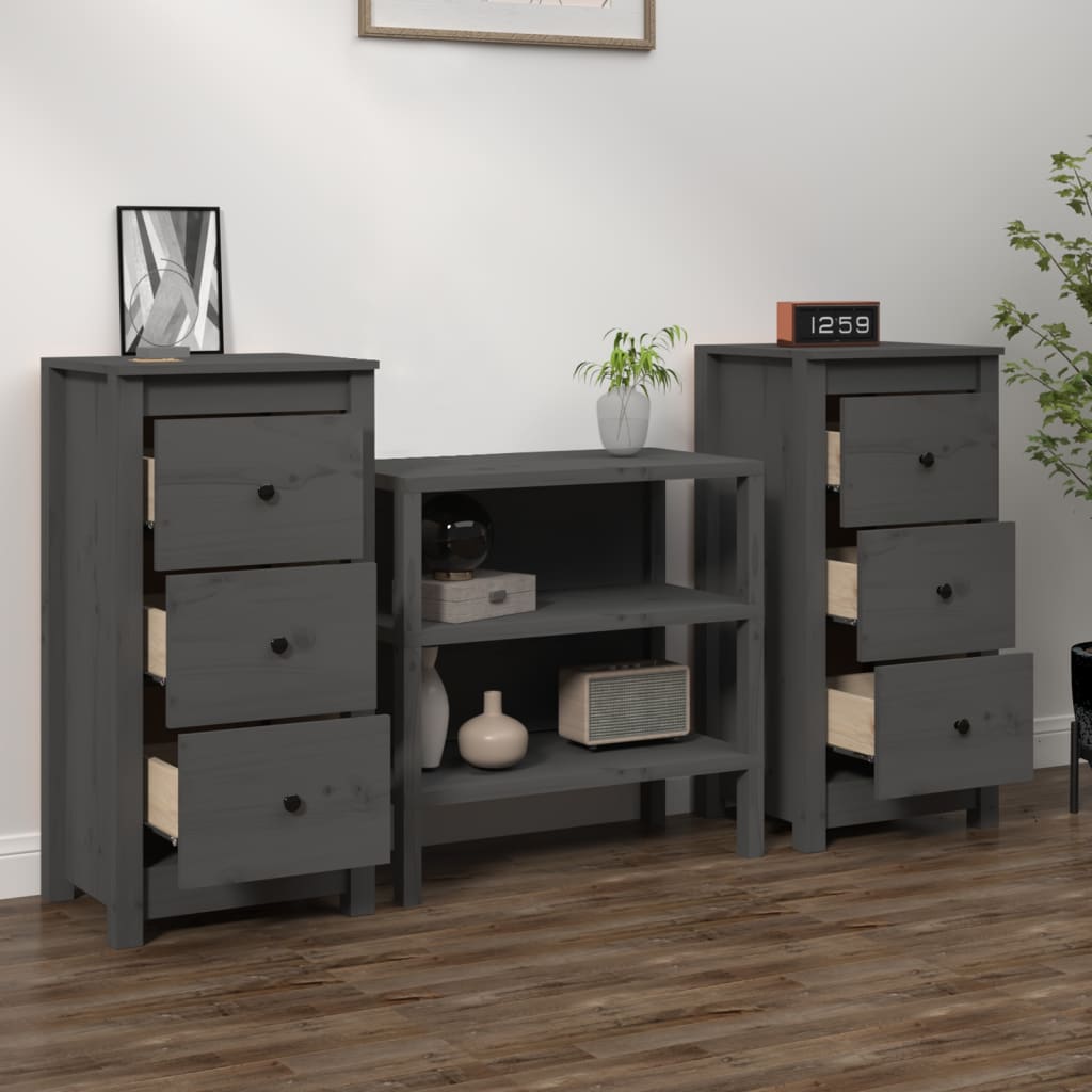 Dressoirs 2 st 40x35x80 cm massief grenenhout grijs is nu te koop bij PeponiXL, paradijselijk wonen!