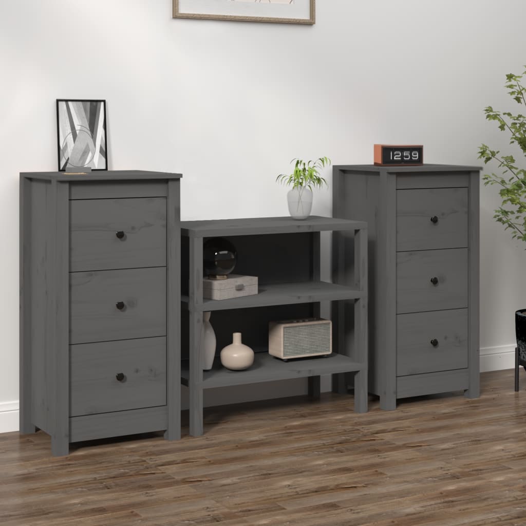 Dressoirs 2 st 40x35x80 cm massief grenenhout grijs is nu te koop bij PeponiXL, paradijselijk wonen!