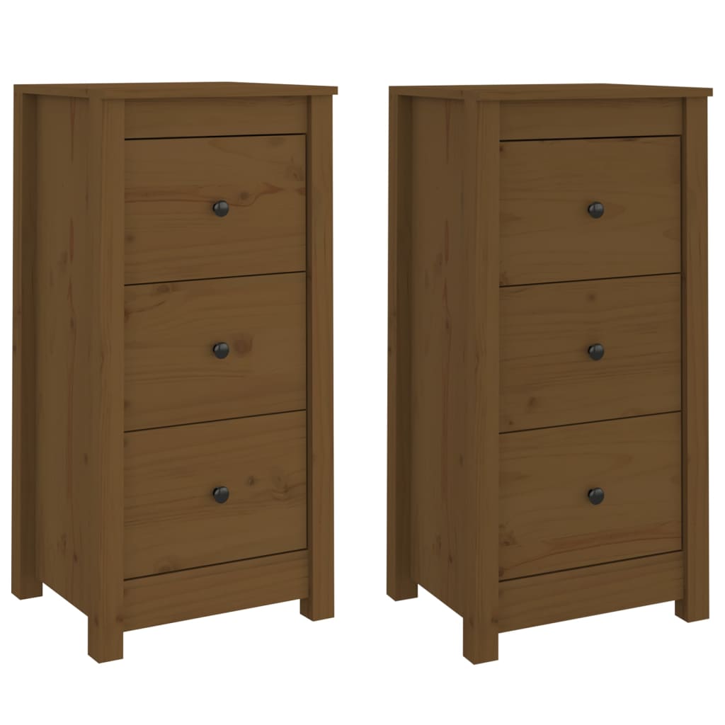 Dressoirs 2 st 40x35x80 cm massief grenenhout honingbruin is nu te koop bij PeponiXL, paradijselijk wonen!