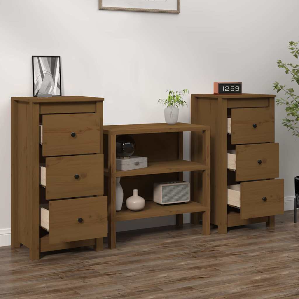 Dressoirs 2 st 40x35x80 cm massief grenenhout honingbruin is nu te koop bij PeponiXL, paradijselijk wonen!