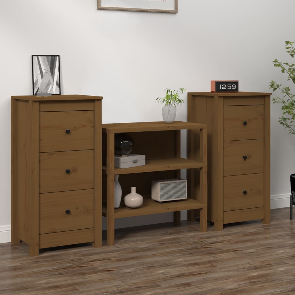 Dressoirs 2 st 40x35x80 cm massief grenenhout honingbruin is nu te koop bij PeponiXL, paradijselijk wonen!