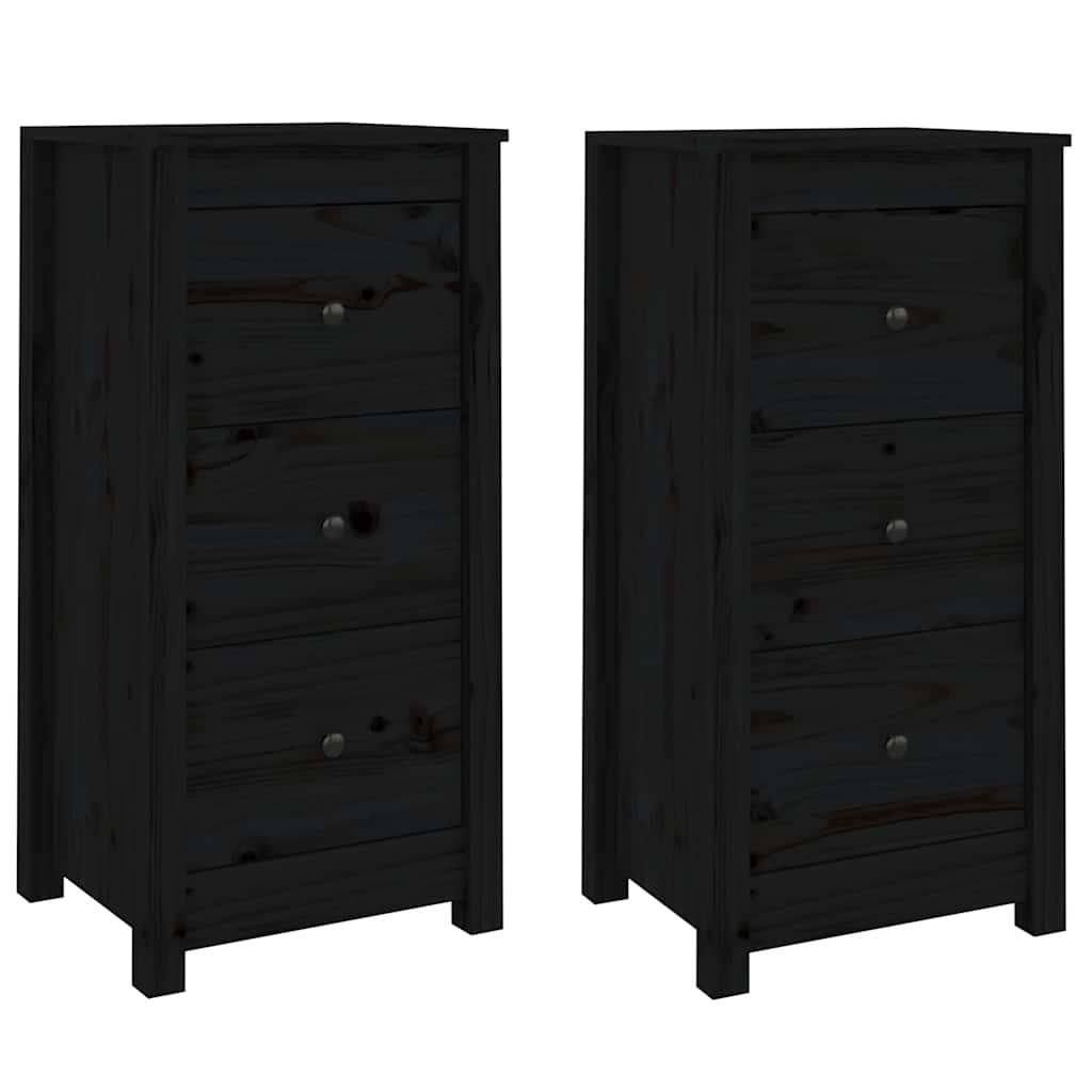 Dressoirs 2 st 40x35x80 cm massief grenenhout zwart is nu te koop bij PeponiXL, paradijselijk wonen!