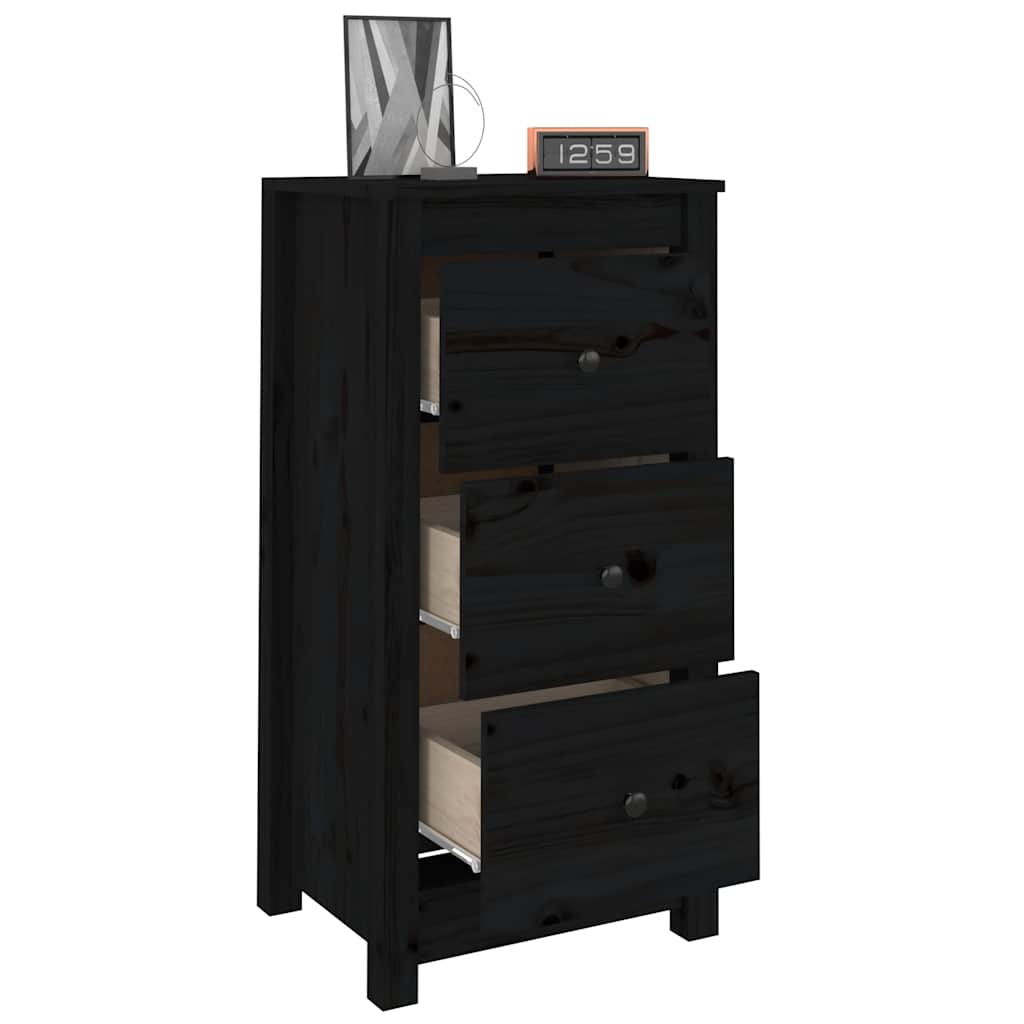 Dressoirs 2 st 40x35x80 cm massief grenenhout zwart is nu te koop bij PeponiXL, paradijselijk wonen!