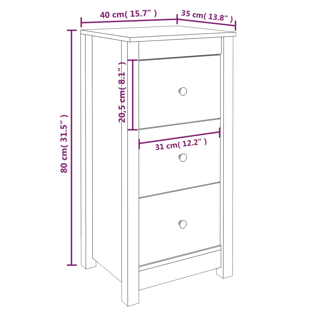 Dressoirs 2 st 40x35x80 cm massief grenenhout zwart is nu te koop bij PeponiXL, paradijselijk wonen!