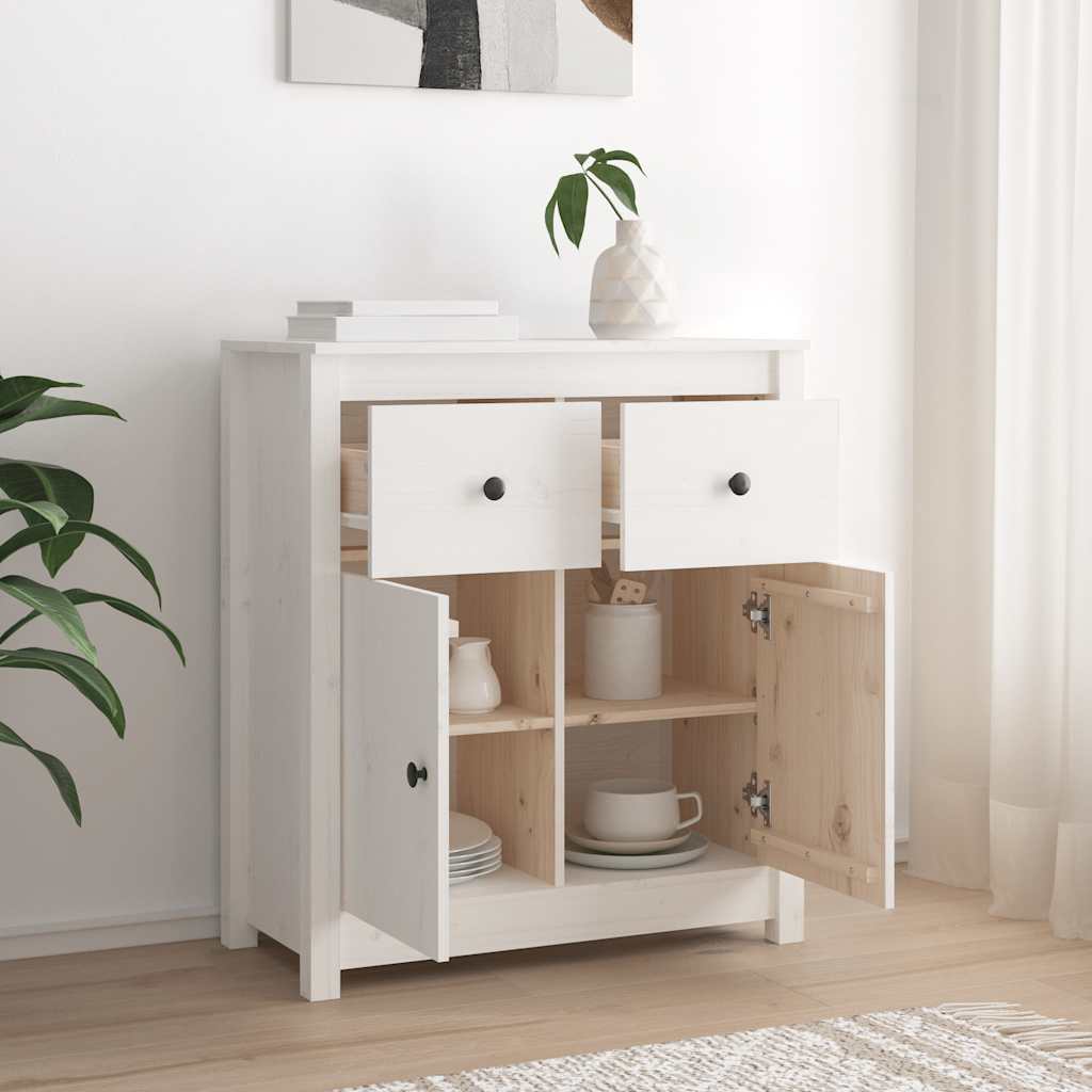 Dressoir 70x35x80 cm massief grenenhout wit is nu te koop bij PeponiXL, paradijselijk wonen!