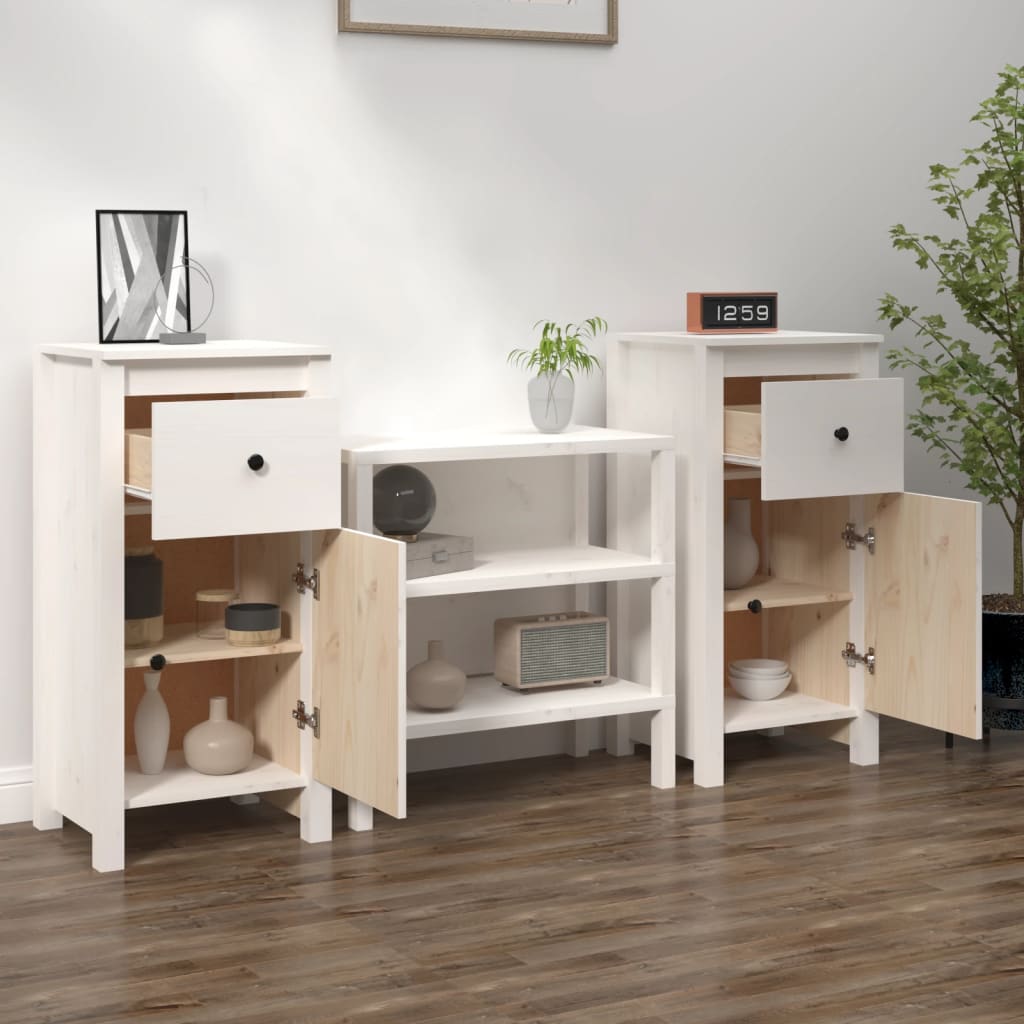 Dressoirs 2 st 40x35x80 cm massief grenenhout wit is nu te koop bij PeponiXL, paradijselijk wonen!