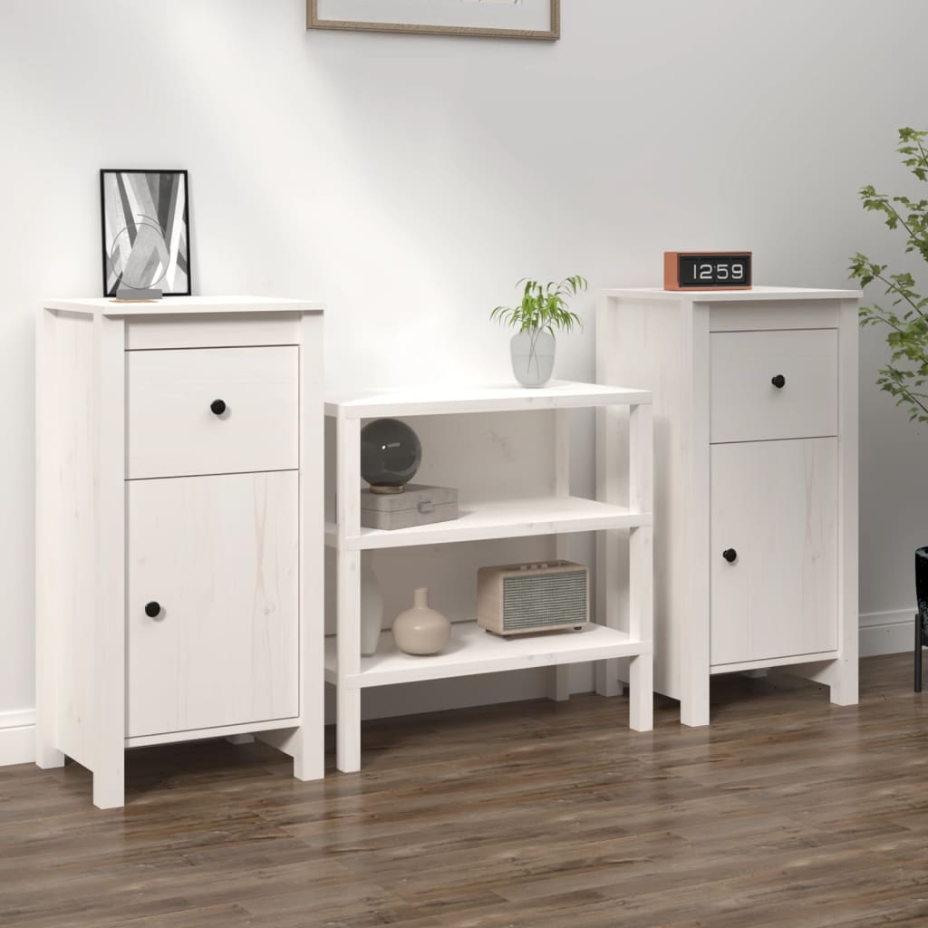 Dressoirs 2 st 40x35x80 cm massief grenenhout wit is nu te koop bij PeponiXL, paradijselijk wonen!
