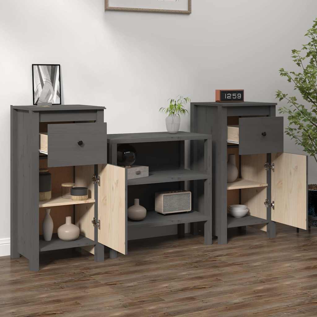 Dressoirs 2 st 40x35x80 cm massief grenenhout grijs is nu te koop bij PeponiXL, paradijselijk wonen!