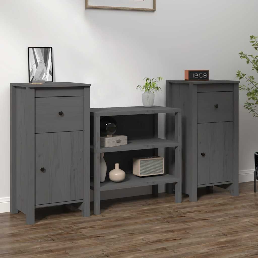 Dressoirs 2 st 40x35x80 cm massief grenenhout grijs is nu te koop bij PeponiXL, paradijselijk wonen!