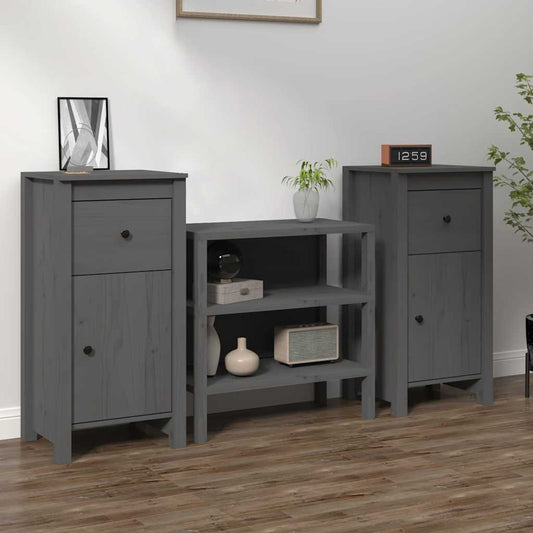 Dressoirs 2 st 40x35x80 cm massief grenenhout grijs is nu te koop bij PeponiXL, paradijselijk wonen!