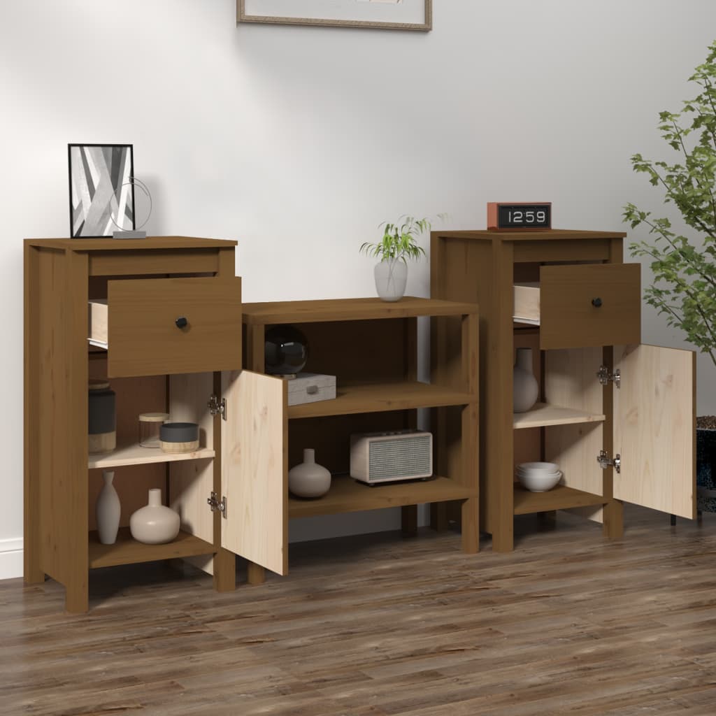 Dressoirs 2 st 40x35x80 cm massief grenenhout honingbruin is nu te koop bij PeponiXL, paradijselijk wonen!