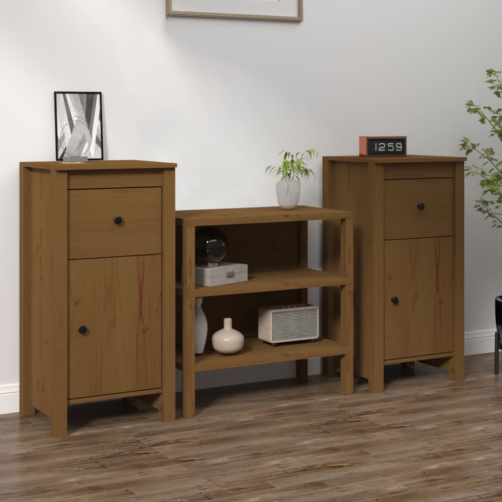 Dressoirs 2 st 40x35x80 cm massief grenenhout honingbruin is nu te koop bij PeponiXL, paradijselijk wonen!