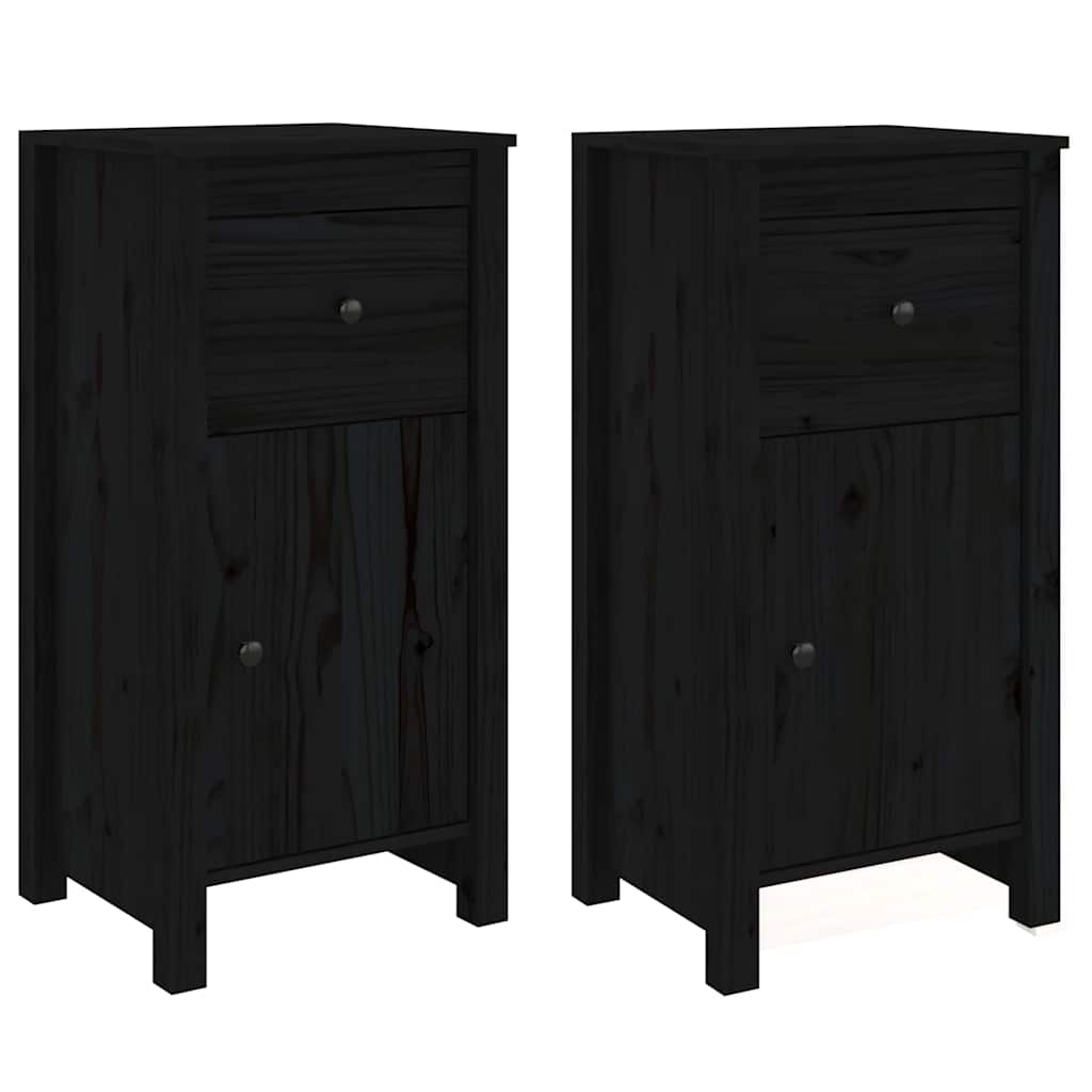 Dressoirs 2 st 40x35x80 cm massief grenenhout zwart is nu te koop bij PeponiXL, paradijselijk wonen!